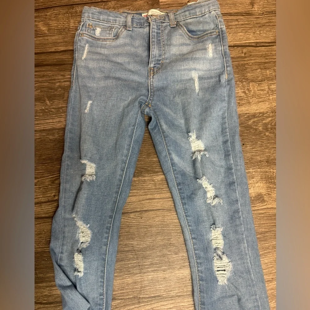 Levi's Blue Skinny Jeans with Distressed Details